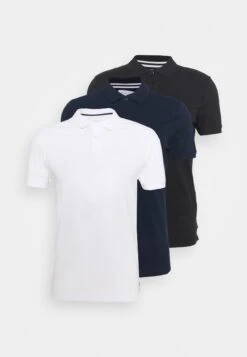 Pier One 3 Pack - Polo Shirt - Black/Dark Blue/White -Fashion Shop 07cf99c8248048ac91837e46ad87ad09