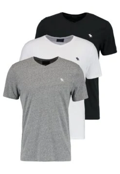 Abercrombie & Fitch Vneck 3 Pack - Basic T-Shirt - White/Black/Grey -Fashion Shop 0dd2c0a289994725b7b259b08ee54e15