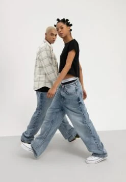 YOURTURN Baggy Jeans Unisex - Relaxed Fit Jeans - Dark Blue Denim -Fashion Shop 47039cf62e0e4223bb19b517ea683054