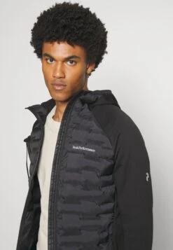 Peak Performance Argon Hybrid Hood - Fleece Jacket - Black -Fashion Shop a9afe29d7686485194404dd65d97f1eb