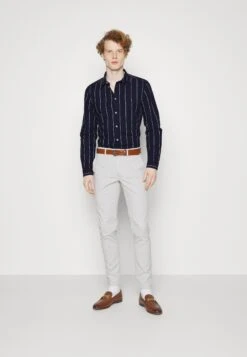 Pier One Linen Mix Stripe - Shirt - Dark Blue -Fashion Shop d8d297b2c01442beb06eab0630216764